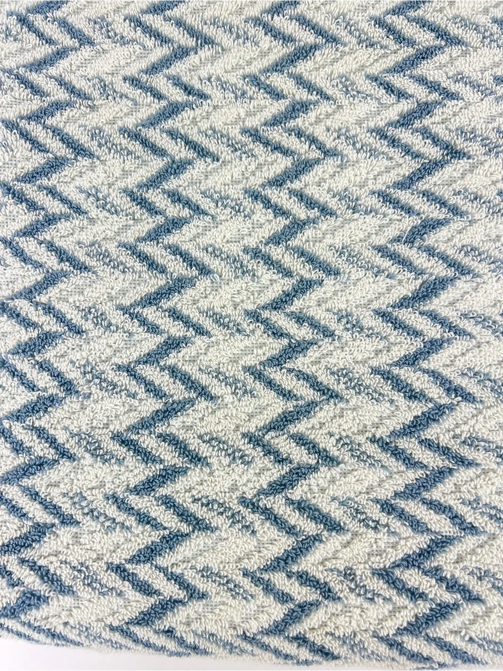 Rachel Zoe Bath Towels Blue Cream Chevron Design Soft 100% Cotton 2 Pc NEW